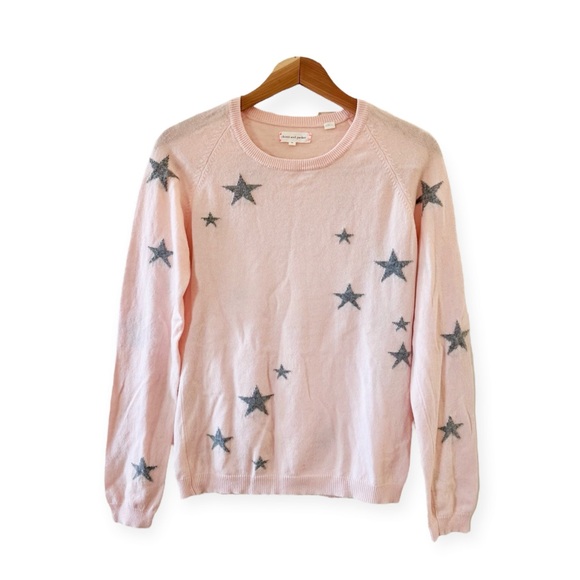 Chinti & Parker Slouchy Star Intarsia Cashmere Jumper Sweater, Pink & Gray sz. M - Picture 12 of 17